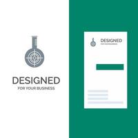 Chemical Flask Reaction Lab Target Grey Logo Design and Business Card Template vector