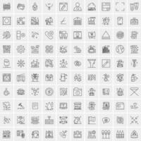 Set of 100 Universal Modern Thin Line Icons for Mobile and Web Mix Business icons Like Arrows Avatars  Smileys Business Weather vector