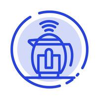 Tea Pot Service Technology Blue Dotted Line Line Icon vector