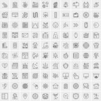 conjunto de 100 iconos universales modernos de líneas finas para móviles y web mezclan iconos de negocios como flechas avatares emoticonos tiempo de negocios vector