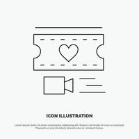 Film Heart Love Wedding Line Icon Vector