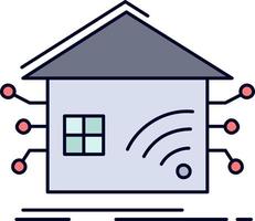 Automation home house smart network Flat Color Icon Vector