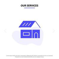 Our Services Building Build Construction Home Solid Glyph Icon Web card Template vector