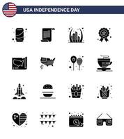 16 Creative USA Icons Modern Independence Signs and 4th July Symbols of map independence day arch independece usa Editable USA Day Vector Design Elements