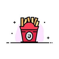 papas fritas comida rápida comida usa negocio línea plana icono lleno vector banner plantilla
