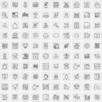 conjunto de 100 iconos universales modernos de líneas finas para móviles y web mezclan iconos de negocios como flechas avatares emoticonos tiempo de negocios vector