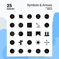 Conjunto de iconos de flechas de 25 símbolos 100 archivos editables eps 10 ideas de concepto de logotipo de empresa diseño de icono de glifo sólido vector