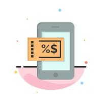 Mobile Shopping Discount Abstract Flat Color Icon Template vector