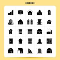 Solid 25 Buildings Icon set Vector Glyph Style Design Black Icons Set Web and Mobile Business ideas design Vector Illustration