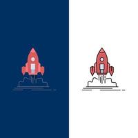 Launch mission shuttle startup publish Flat Color Icon Vector