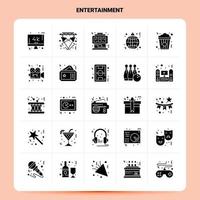 Solid 25 Entertainment Icon set Vector Glyph Style Design Black Icons Set Web and Mobile Business ideas design Vector Illustration