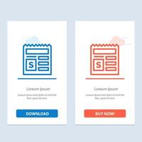 Basic Money Document Bank  Blue and Red Download and Buy Now web Widget Card Template vector