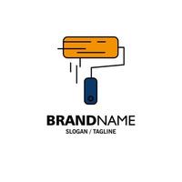 Brush Paint Roller Wall Paintbrush Business Logo Template Flat Color vector