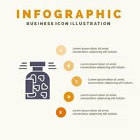 tarro botella galletas corazón san valentín sólido icono infografía 5 pasos presentación antecedentes vector