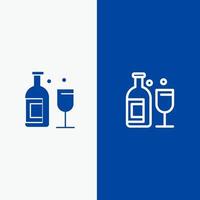 barra de alcohol bebida whisky línea y glifo icono sólido bandera azul línea y glifo icono sólido bandera azul vector