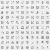 Set of 100 Universal Modern Thin Line Icons for Mobile and Web Mix Business icons Like Arrows Avatars  Smileys Business Weather vector