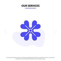 Our Services Anemone Anemone Flower Flower Spring Flower Solid Glyph Icon Web card Template vector