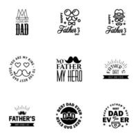 Happy fathers day greeting cards set 9 Black Vector typography lettering Usable for banners print You are the best dad text design Editable Vector Design Elements