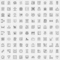 conjunto de 100 iconos universales modernos de líneas finas para móviles y web mezclan iconos de negocios como flechas avatares emoticonos tiempo de negocios vector