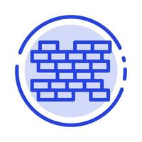 Brick Bricks Wall Blue Dotted Line Line Icon vector
