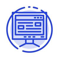 Computer Online Study Education Blue Dotted Line Line Icon vector