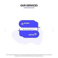 Our Services Block chain Technology Address Network Payment Solid Glyph Icon Web card Template vector