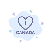 amor corazón canadá icono azul sobre fondo de nube abstracta vector