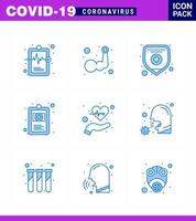 COVID19 corona virus contamination prevention Blue icon 25 pack such as health beat health insurance illness health viral coronavirus 2019nov disease Vector Design Elements