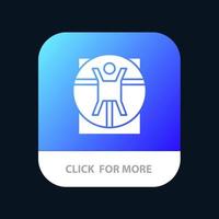 Vitruvian Man Medical Scene Mobile App Button Android and IOS Glyph Version vector