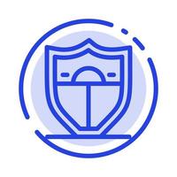 Shield Security Motivation Blue Dotted Line Line Icon vector