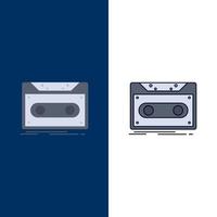 Cassette demo record tape record Flat Color Icon Vector