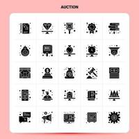 Solid 25 Auction Icon set Vector Glyph Style Design Black Icons Set Web and Mobile Business ideas design Vector Illustration