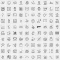 conjunto de 100 iconos universales modernos de líneas finas para móviles y web mezclan iconos de negocios como flechas avatares emoticonos tiempo de negocios vector