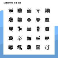 25 conjunto de iconos de marketing y seo plantilla de ilustración de vector de icono de glifo sólido para ideas web y móviles para empresa comercial