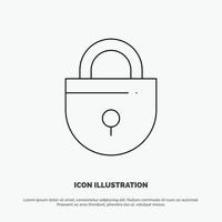 Internet Lock Locked Security Line Icon Vector