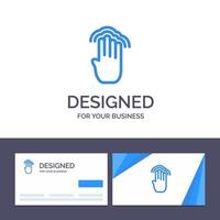 tarjeta de visita creativa y plantilla de logotipo dedos interfaz de cuatro gestos ilustración de vector de toque múltiple