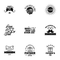 9 Black Happy Fathers Day Design Collection A set of twelve brown colored vintage style Fathers Day Designs on light background Editable Vector Design Elements