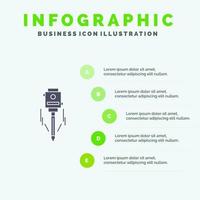 láser edificio construcción nivel herramienta sólido icono infografía 5 pasos presentación antecedentes vector