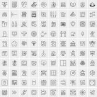 Set of 100 Universal Modern Thin Line Icons for Mobile and Web Mix Business icons Like Arrows Avatars  Smileys Business Weather vector