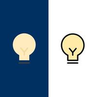 Light Bulb Basic Ui  Icons Flat and Line Filled Icon Set Vector Blue Background