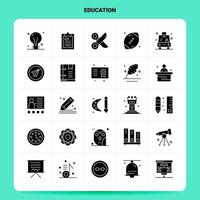 conjunto de iconos de educación sólido 25 diseño de estilo de glifo vectorial conjunto de iconos negros diseño de ideas de negocios web y móvil ilustración vectorial vector