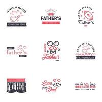 happy fathers day 9 Black and Pink text design Vector calligraphy Typography poster Usable as background Editable Vector Design Elements