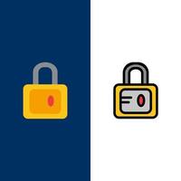 Lock School Study  Icons Flat and Line Filled Icon Set Vector Blue Background