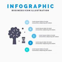 conocimiento adn ciencia árbol sólido icono infografía 5 pasos presentación antecedentes vector