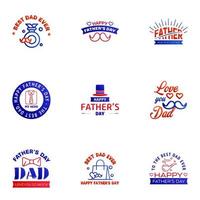 Happy Fathers Day Greeting Card 9 Blue and red Happy fathers day card vintage retro type font Editable Vector Design Elements