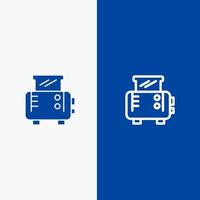 Toast Toast Machine Toaster Line and Glyph Solid icon Blue banner vector