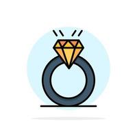 anillo diamante propuesta matrimonio amor abstracto círculo fondo plano color icono vector