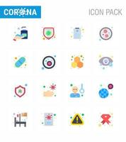 16 Flat Color viral Virus corona icon pack such as pills medical health chart capsule germs viral coronavirus 2019nov disease Vector Design Elements