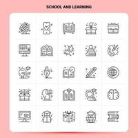 OutLine 25 School And Learning Icon set Vector Line Style Design Black Icons Set Linear pictogram pack Web and Mobile Business ideas design Vector Illustration