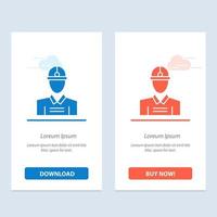 Construction Engineer Worker Work  Blue and Red Download and Buy Now web Widget Card Template vector